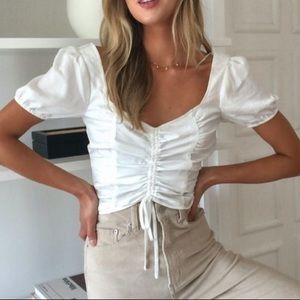 Rouched Puff-Sleeve White top!